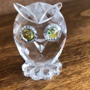 Swarovski Crystal 1 3/8" Feathered Beauties OWL FIGURINE retired rainbow prisms